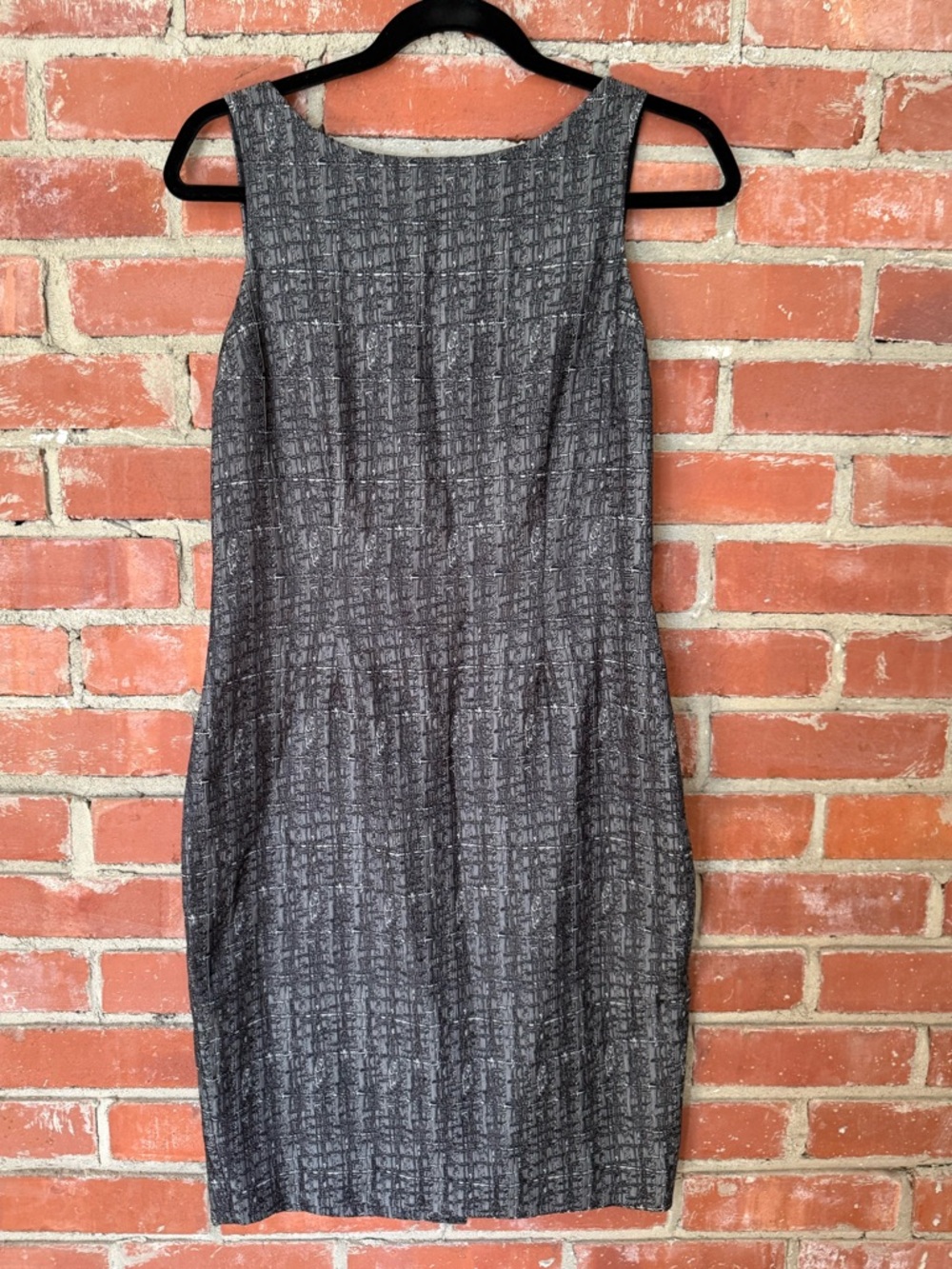 Jenni Button Gray Textured Sheath Dress